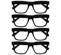 OPULIZE ERA Lunette anti lumiere bleue femme & homme - Lunette Loupe Ecran/Gaming - Lot de 4 - Lunettes surdimensionnées - Anti-éblouissement Anti-Reflet Protection UV - Noir - +1,50