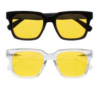 OPULIZE ERA Lunette anti lumiere bleue femme & homme - Lunettes conduite de nuit - Verres Jaunes polarisé - Anti-éblouissement - Lot de 2 - Protection UV400 - Noir/Transaprent