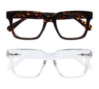 OPULIZE ERA Lunette anti lumiere bleue femme & homme - Lunette Loupe Ecran/Gaming - Lot de 2 - Lunettes surdimensionnées - Anti-éblouissement Anti-Reflet Protection UV - Brun Transparent - +1,00