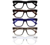 OPULIZE ERA Lunette anti lumiere bleue femme & homme - Lunette Loupe Ecran/Gaming - Lot de 5 Lunettes surdimensionnées - Anti-éblouissement Anti-Reflet UV400 - Noir Brun Bleu Gris Transparent +2,50