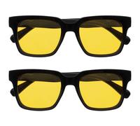 OPULIZE ERA Lunettes de soleil femme et homme - Verres Jaunes - Lot de 2 - Anti-éblouissement Anti-Reflet - Lunettes de soleil polarisées UV400 - Lunettes surdimensionnées - Noir