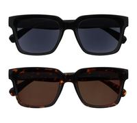 OPULIZE ERA Lunettes de soleil femme et homme - Verres Noirs/Bruns - Lot de 2 - Anti-éblouissement Anti-Reflet - Verres polarisés UV400 - Cadre surdimensionné - Noir/Brun