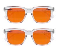 OPULIZE ERA Lunettes de soleil femme et homme - Verres Orange - Lot de 2 - Anti-éblouissement Anti-Reflet Protection UV400 - Cadre surdimensionné - Transparent