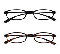 Opulize Fly Pack 2 Format Poche Super Lumière Lunettes De Lecture Noir Mat Brun Hommes Femmes RR67-12 +2,00