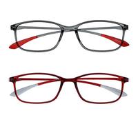 Opulize Ice Pack 2 Super Léger Lunettes De Lecture Gris Sombre Rouge Femmes Hommes RR61-7Z +3,00