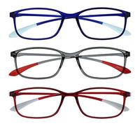 OPULIZE Ice Pack 3 Super Léger Lunettes De Lecture Bleu Gris Rouge Femmes Hommes RRR61-37Z +2,50