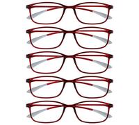 Opulize Ice Pack 5 Super Léger Lunettes De Lecture Cristal Rouge Femmes Hommes RRRRR61-Z +2,00