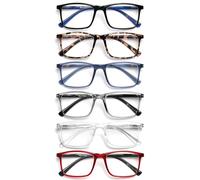 OPULIZE INK Lot de 6 paires de lunettes de lecture Noir/marron/écaille de tortue/bleu/gris/rouge transparent + 2