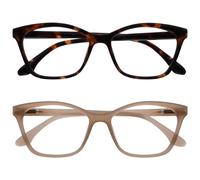 OPULIZE KAT Lunettes de Lecture - Lot de 2 - Élégante Monture Œil-de-Chat - Marron et Taupe - Hommes et Femmes - Charnières à Ressort - RR59-2U - +1.50
