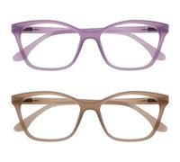 OPULIZE KAT Lunettes de Lecture - Lot de 2 - Élégante Monture Œil-de-Chat - Mauve et Taupe - Hommes et Femmes - Charnières à Ressort - RR59-5U - +2.00