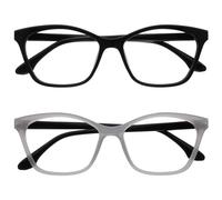 OPULIZE KAT Lunettes de Lecture - Lot de 2 - Élégante Monture Œil-de-Chat - Noir et Gris - Hommes et Femmes - Charnières à Ressort - RR59-17 - +2.00