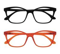 OPULIZE KAT Lunettes de Lecture - Lot de 2 - Élégante Monture Œil-de-Chat - Noir et Orange - Hommes et Femmes - Charnières à Ressort - RR59-1G - +2.50