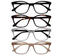 OPULIZE KAT Lunettes de Lecture - Lot de 4 - Monture Œil-de-Chat - Noir, Marron, Gris, Taupe - Hommes et Femmes - Charnières à Ressort - RRRR59-127U - +2.00