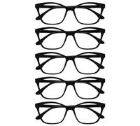 OPULIZE KAT Lunettes de Lecture - Lot de 5 - Élégante Monture Œil-de-Chat - Noir - Hommes et Femmes - Charnières à Ressort - RRRRR59-1 - +1.50
