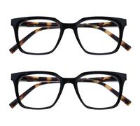 OPULIZE KOI Lunettes de Lecture Lot de 2 - Large Monture Rectangulaire - Coloris Noir - Hommes Femmes - Charnières à Ressorts - RR50-1 - +1.50