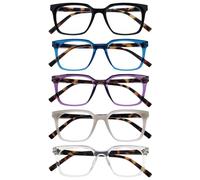 OPULIZE KOI Lunettes de Lecture x5 - Large Monture Rectangulaire - Noir/Bleu/Violet/Gris/Transparent - Hommes Femmes - Charnières à Ressorts - RRRRR50-1357C - +2.50