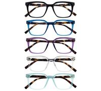 OPULIZE KOI Lunettes de Lecture x5 - Large Monture Rectangulaire - Noir/Bleu/Violet/Transparent/Turquoise - Hommes Femmes - Charnières à Ressorts - RRRRR50-135CQ - +1.00