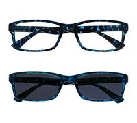 OPULIZE La Société Lunettes De Lecture Bleu Écaille Lecteurs Avec UV400 Lecteur Soleil Valeur Double Pack Hommes Femmes RS92-3 +2,50
