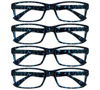 OPULIZE La Société Lunettes De Lecture Bleu Écaille Lecteurs Valeur Pack 4 Hommes Femmes UVR4092BL +3,00