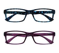 OPULIZE La Société Lunettes De Lecture Bleu Écaille & Pourpre Lecteurs Valeur Pack 2 Hommes Femmes UVR2092BL_P +3,50