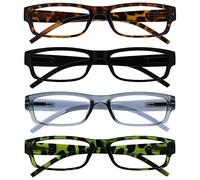 OPULIZE La Société Lunettes De Lecture Brun Noir Gris Vert Léger Lecteurs Valeur Pack 4 Hommes Femmes RRRR32-2176 +2,00