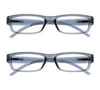 OPULIZE La Société Lunettes De Lecture Gris Léger Confortable Lecteurs Valeur Pack 2 Designer Style Hommes Femmes UVR2PK032GR +2,00