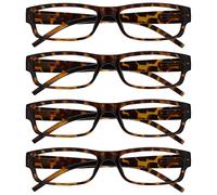 OPULIZE La Société Lunettes De Lecture Marron Écaille Léger Confortable Lecteurs Valeur Pack 4 Designer Style Hommes Femmes UVR4PK032BR +1,00