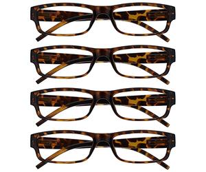 OPULIZE La Société Lunettes De Lecture Marron Écaille Léger Confortable Lecteurs Valeur Pack 4 Designer Style Hommes Femmes UVR4PK032BR +1,00