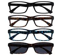OPULIZE La Société Lunettes De Lecture Noir Brun Bleu Lecteurs Avec Brun Lecteur Soleil Valeur Pack 4 Hommes Femmes RRRS92-1232 +1,50