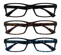 OPULIZE La Société Lunettes De Lecture Noir Brun Bleu Lecteurs Valeur Pack 3 Hommes Femmes UVR3092BK_BR_BL +2,50