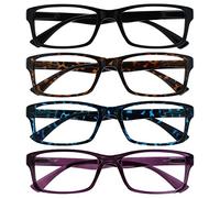 OPULIZE La Société Lunettes De Lecture Noir Brun Bleu Pourpre Lecteurs Valeur Pack 4 Hommes Femmes UVR4092MIX +3,00
