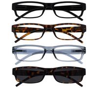 OPULIZE La Société Lunettes De Lecture Noir Brun Gris Lecteurs Avec Brun UV400 Lecteur Soleil Valeur Pack 4 Hommes Femmes RRRS32-1272 +3,50