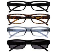 OPULIZE La Société Lunettes De Lecture Noir Brun Gris Lecteurs Avec Noir UV400 Lecteur Soleil Valeur Pack 4 Hommes Femmes RRRS32-1271 +2,50