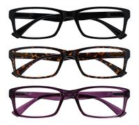 OPULIZE La Société Lunettes De Lecture Noir Brun Pourpre Lecteurs Valeur Pack 3 Hommes Femmes UVR3092BK_BR_P +1,50