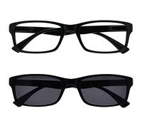 OPULIZE La Société Lunettes De Lecture Noir Lecteurs Avec Correspondant Lecteur De Soleil Valeur Double Pack Hommes Femmes UVSR2092BK +2,50