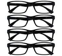 OPULIZE La Société Lunettes De Lecture Noir Lecteurs Valeur Pack 4 Hommes Femmes UVR4092BK +3,00