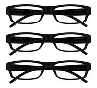 OPULIZE La Société Lunettes De Lecture Noir Léger Confortable Lecteurs Valeur Pack 3 Designer Style Hommes Femmes UVR3PK032 +3,00