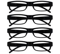 OPULIZE La Société Lunettes De Lecture Noir Léger Confortable Lecteurs Valeur Pack 4 Designer Style Hommes Femmes UVR4PK032 +2,50