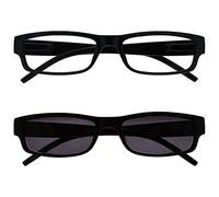 OPULIZE La Société Lunettes De Lecture Noir Léger Lecteurs Avec UV400 Lecteur Soleil Valeur Double Pack Hommes Femmes RS32-1 +3,50