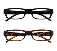 La Société Lunettes De Lecture Noir & Marron Écaille Léger Lecteurs Valeur Pack 2 Hommes Femmes RR32-12 +1,50
