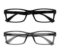 OPULIZE La Société Lunettes De Lecture Pack 2 Lecteurs Noir Gris Designer Style Hommes Femmes RR92-17 +2,50