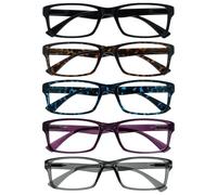 OPULIZE La Société Lunettes De Lecture Pack 5 Lecteurs Noir Brun Bleu Pourpre Gris Hommes Femmes RRRRR92-12357 +1,50
