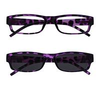 OPULIZE La Société Lunettes De Lecture Pourpre Léger Lecteurs Avec UV400 Lecteur Soleil Valeur Double Pack Hommes Femmes RS32-5 +1,50