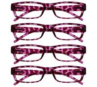 OPULIZE La Société Lunettes De Lecture Rose Écaille Léger Confortable Lecteurs Valeur Pack 4 Designer Style Hommes Femmes UVR4PK032PK +2,00