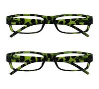 OPULIZE La Société Lunettes De Lecture Vert Écaille Léger Confortable Lecteurs Valeur Pack 2 Hommes Femmes RR32-6 +1,50