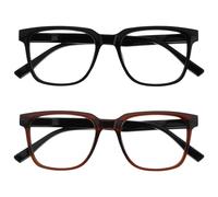 OPULIZE LEO Lunettes de Lecture - Lot de 2 - Monture Rectangulaire Large - Noir, Brun - Hommes Femmes - Charnières à Ressorts - RR55-12 - +2.50