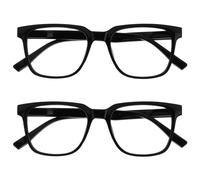 OPULIZE LEO Lunettes de Lecture - Lot de 2 - Monture Rectangulaire Large - Noir - Hommes Femmes - Charnières à Ressorts - RR55-1 - +1.00