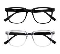 OPULIZE LEO Lunettes de Lecture - Lot de 2 - Monture Rectangulaire Large - Noir, Transparent - Hommes Femmes - Charnières à Ressorts - RR55-1C - +2.50