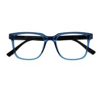 OPULIZE LEO Lunettes de Lecture - Monture Rectangulaire Large - Bleu - Branches Noires - Hommes Femmes - Charnières à Ressorts - R55-3 - +2.00