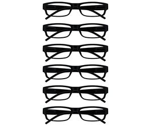OPULIZE Lunettes de lecture Ace 6 Pack Classic Everyday Narrow Frame Scratch Resistant Spring Hinges Black Mens Womens RRRRRR32 +1.50